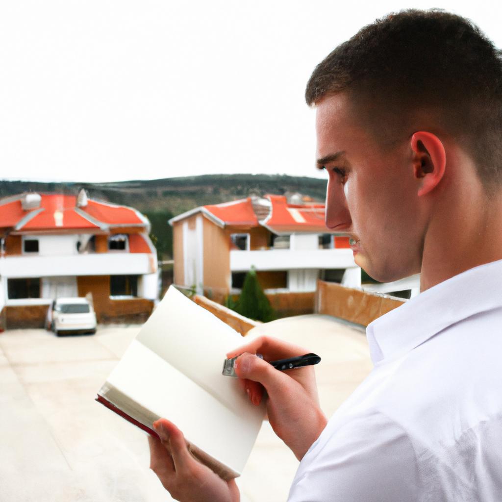 Person examining real estate properties