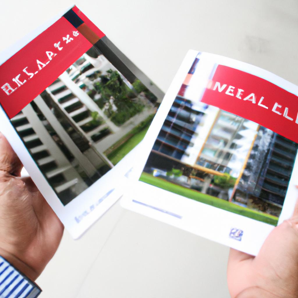 Person holding real estate brochure